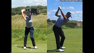 Justin Thomas golf swing  Long Iron faceon amp downtheline July 2017 [upl. by Atims]