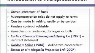 Misrepresentation Lecture 1 of 4 [upl. by Aciamaj585]